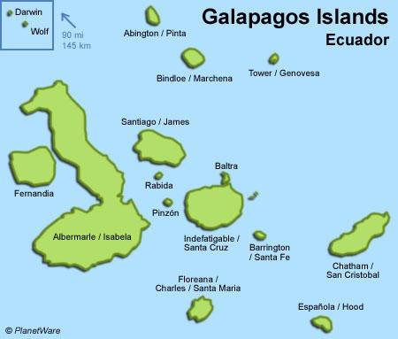 Galápagos-Inseln Karte - Touristenattraktionen