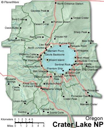 Parque Nacional Crater Lake - Mapa de planta
