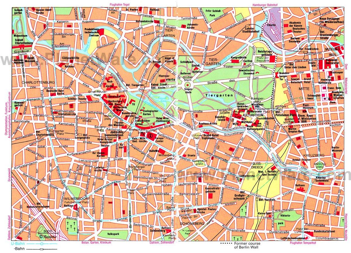 Mapa de Berlín Occidental - Atracciones Turísticas