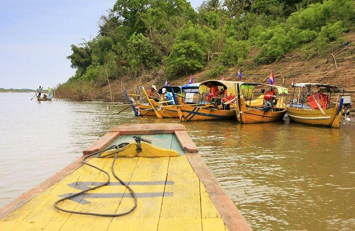 Boote auf dem Mekong in Kratie
