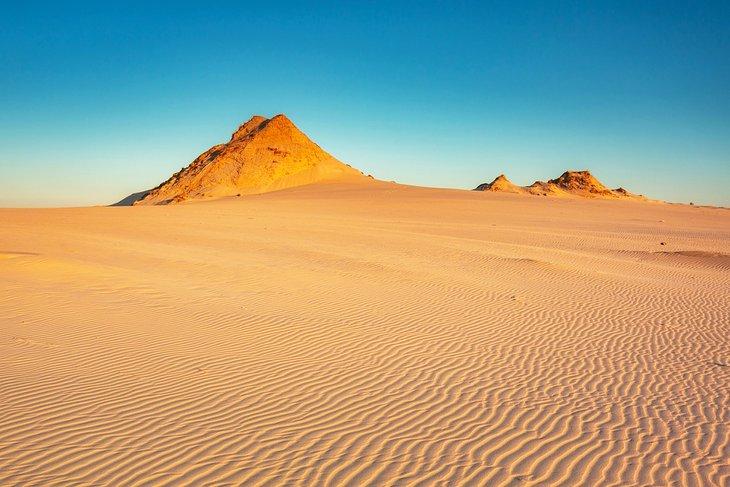Dunas de arena en el Parque Nacional de Słowiński al atardecer
