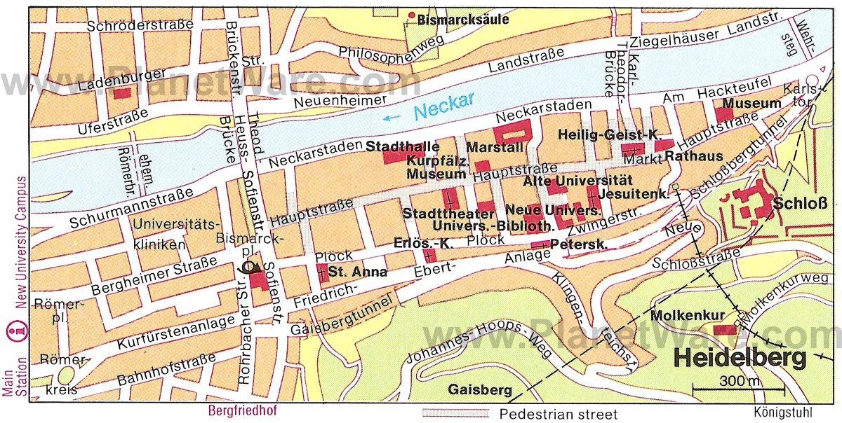Mapa de Heidelberg - Atracciones Turísticas