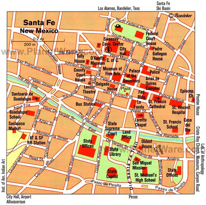 Mapa de Santa Fe (Centro) - Atracciones Turísticas
