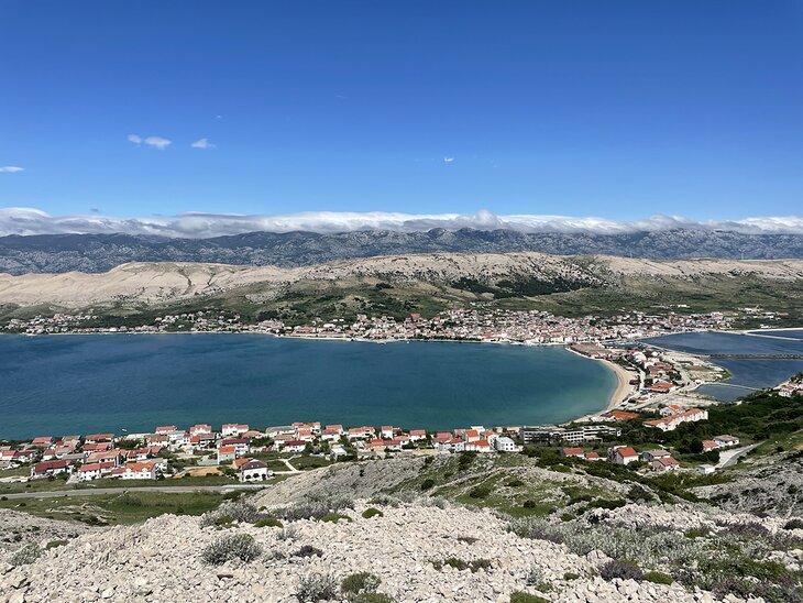 Vista sobre Pag y la playa