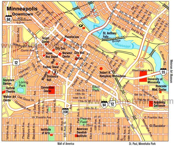 Minneapolis Karte - Touristenattraktionen