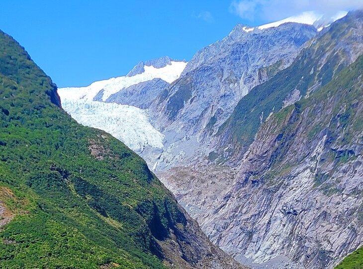 Franz Josef Gletscher vom Aussichtspunkt auf dem Trail
