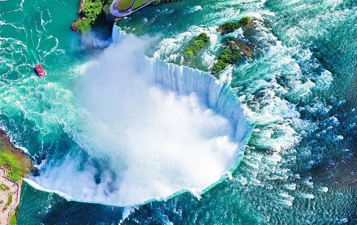 Vue aérienne des chutes du fer à cheval, Chutes du Niagara