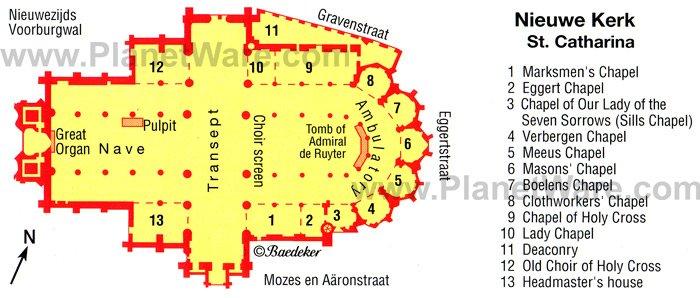 Nieuwe Kerk en Ámsterdam - Santa Catalina - Mapa del plano