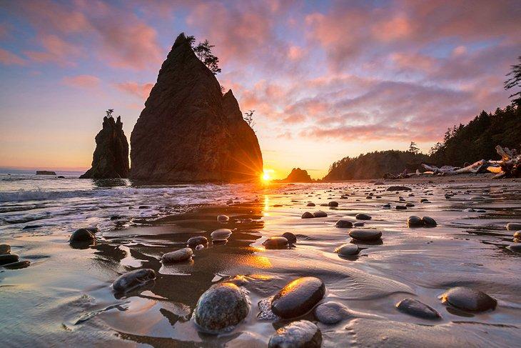 Rialto Beach bei Sonnenuntergang