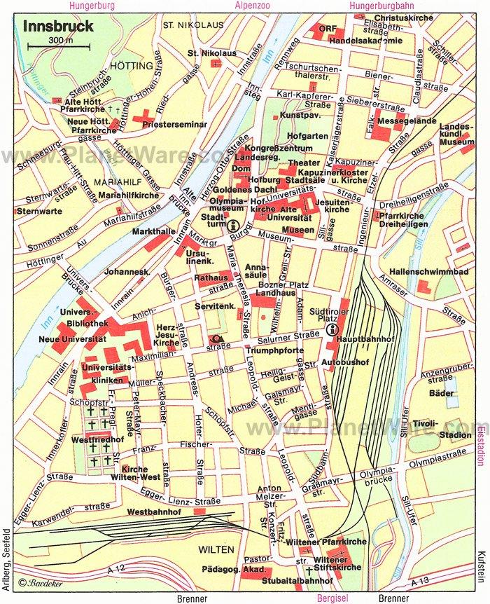 Mapa de Innsbruck - Atracciones Turísticas
