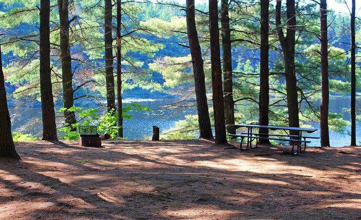 Un camping junto al lago en el Parque Provincial Algonquin