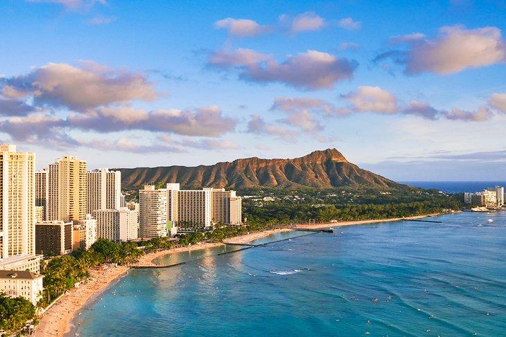 Waikiki-Strand und Diamond Head