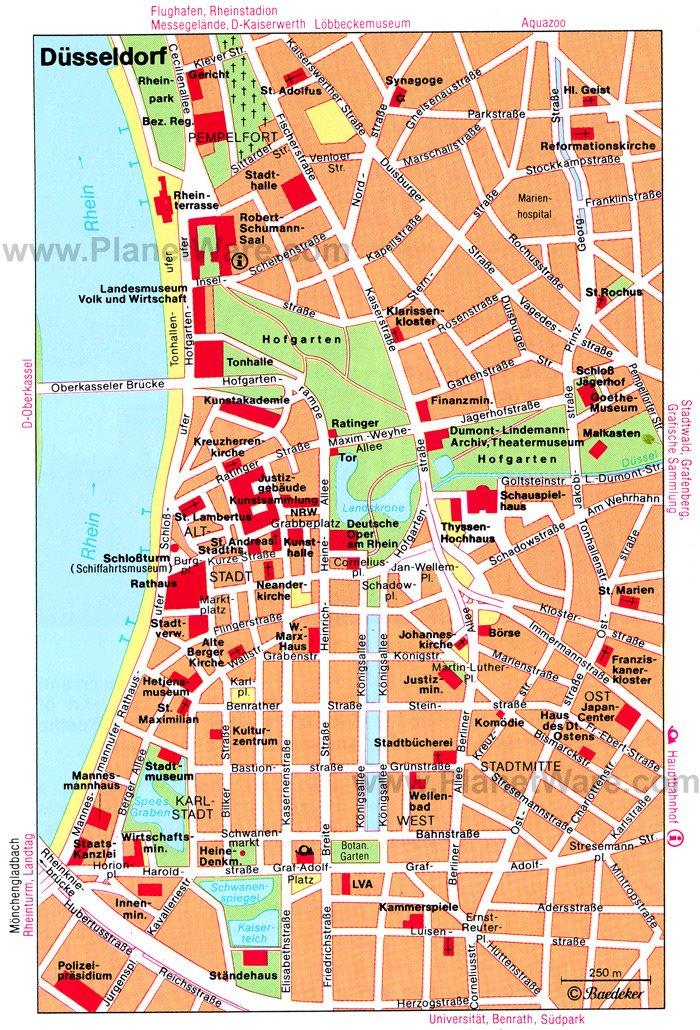 Mapa de Düsseldorf - Atracciones Turísticas