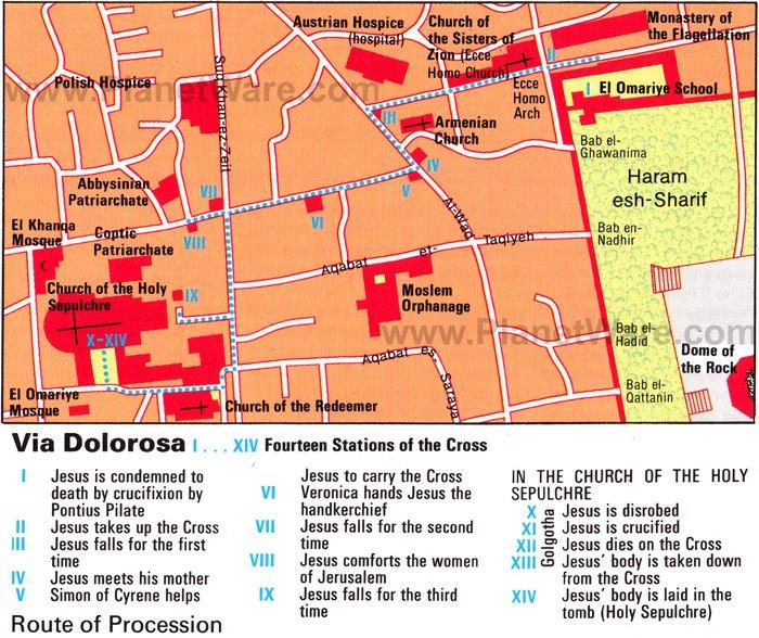 Jerusalén Vía Dolorosa - Mapa de planta