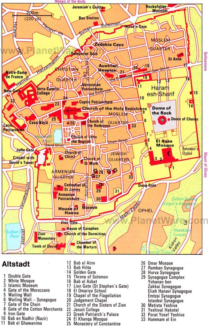 Altstadt Jerusalem - Grundrisskarte