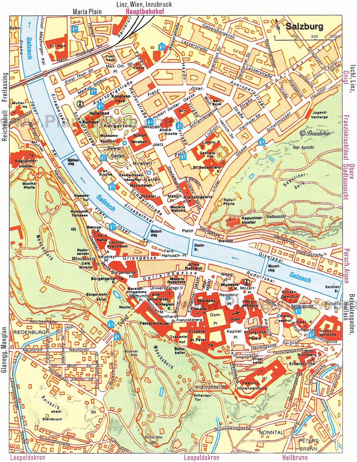 Mapa de Salzburgo - Atracciones Turísticas