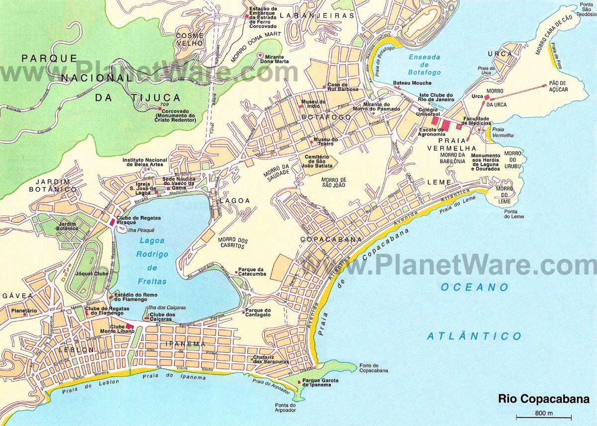 Mapa de Copacabana - Atracciones turísticas