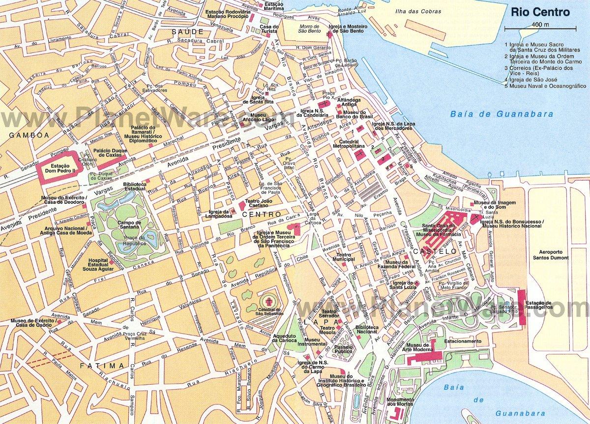 Mapa de Río Centro - Atracciones Turísticas