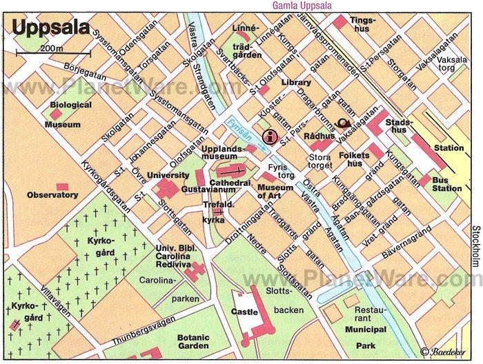 Mapa de Uppsala - Atracciones Turísticas