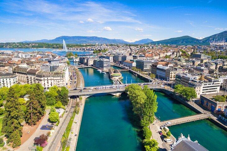 Vista aérea de Ginebra, Suiza