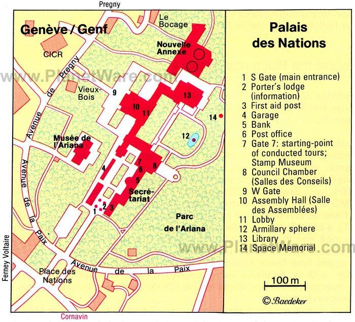 Mapa del Palais des Nations