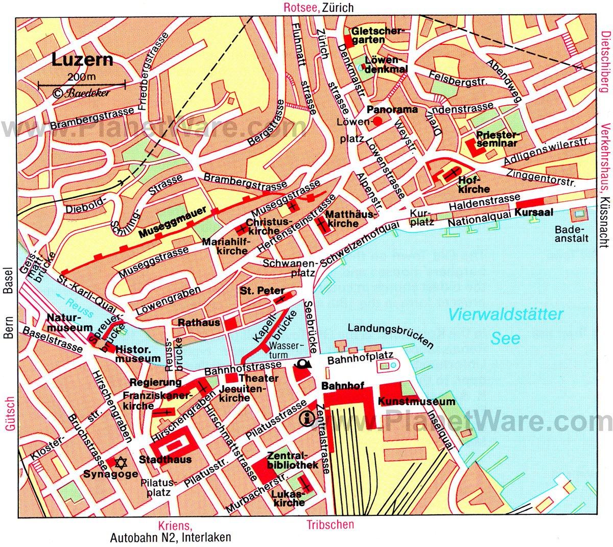 Mapa de Lucerna - Atracciones
