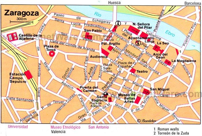 Mapa de Zaragoza - Atracciones Turísticas