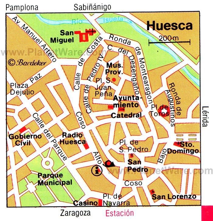 Mapa de Huesca - Atracciones Turísticas