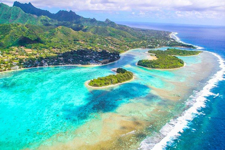 Vue aérienne de Rarotonga, Îles Cook