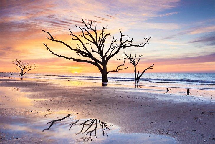 Coucher de soleil à Boneyard Beach