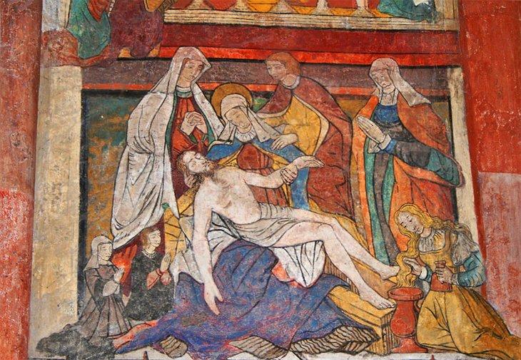 Mittelalterliches Fresko in der Eglise Saint-Martin in Sillegny | <a class="cc16_b" target="_blank" rel="nofollow noopener noreferrer" href="https://www.flickr.com/photos/51417107@N03/">LaurPhil</a> / Foto modifiziert