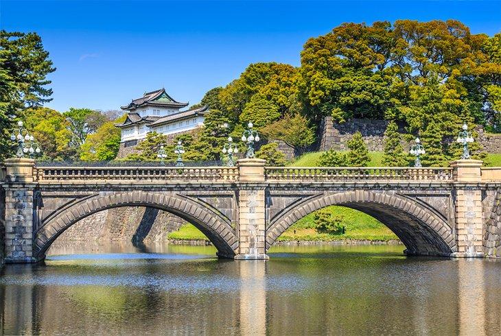 Brücke und Gärten des Kaiserpalastes in Tokio