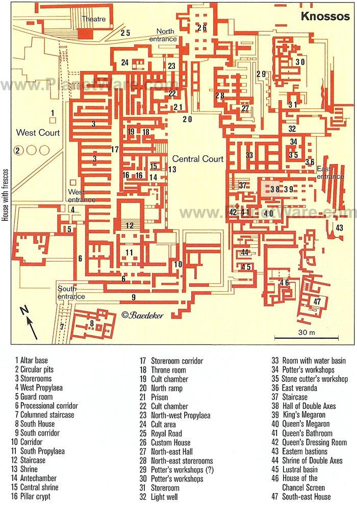 Makritíkhos - Mapa del Palacio de Cnosos - Atracciones Turísticas
