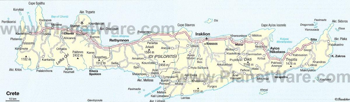 Mapa de Creta - Atracciones Turísticas