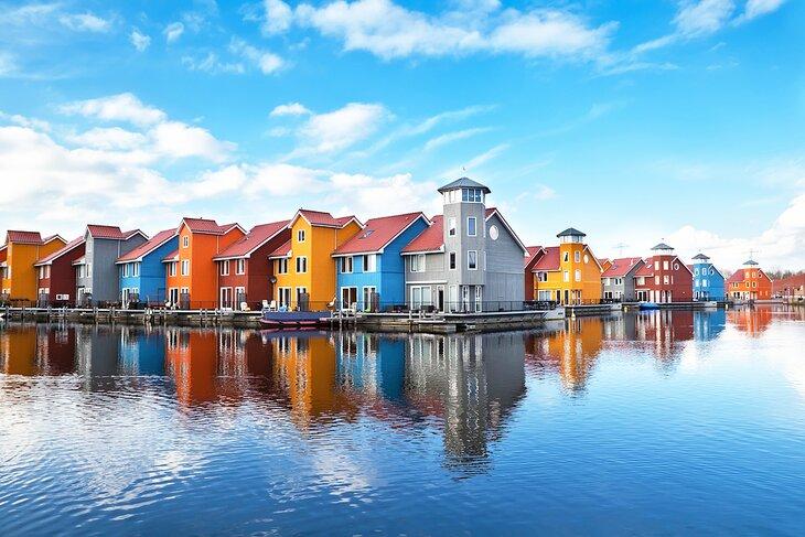 Maisons colorées à Groningue, Pays-Bas