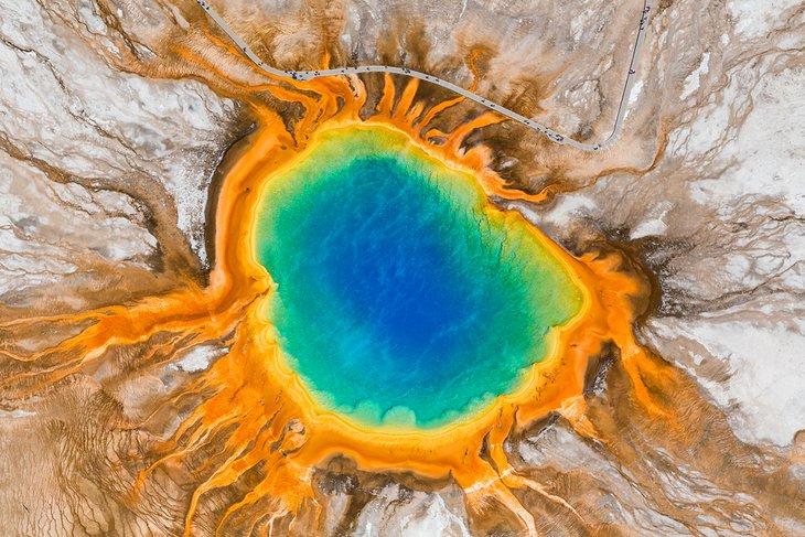 Luftaufnahme des Grand Prismatic Spring, Midway Geyser Basin
