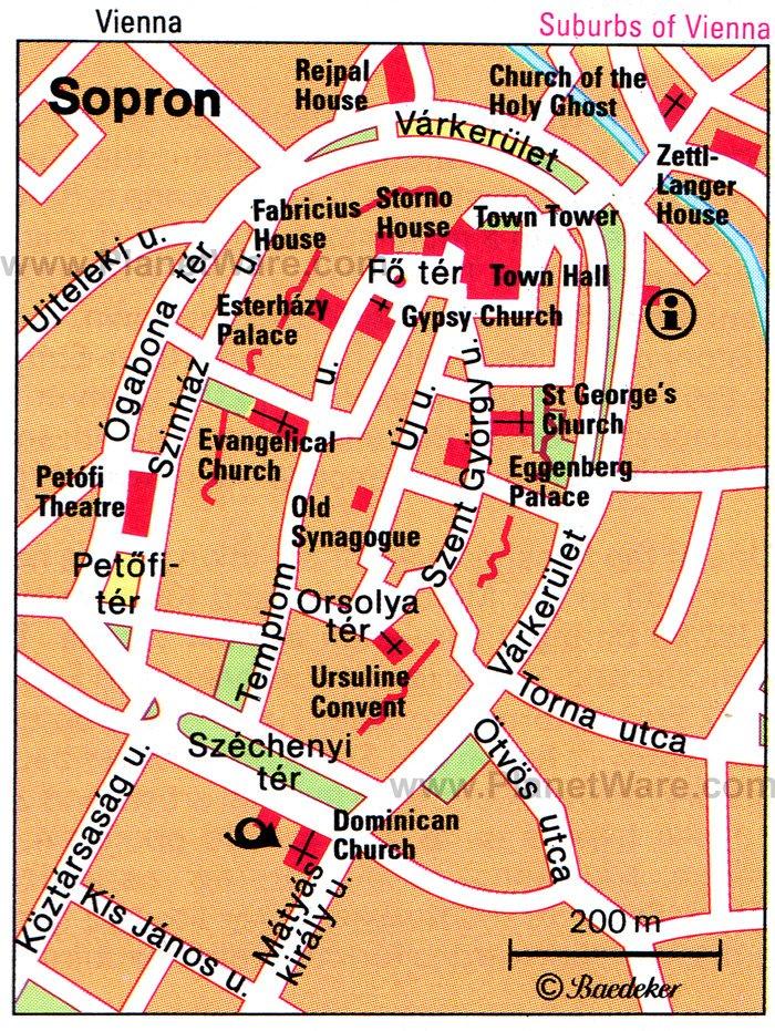 Sopron Karte - Touristenattraktionen