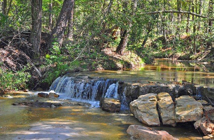 Cascada en el sendero Sawmill en Boykin Springs Recreation Area