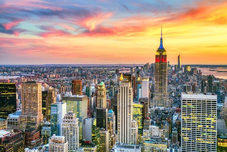 Atardecer sobre la ciudad de Nueva York