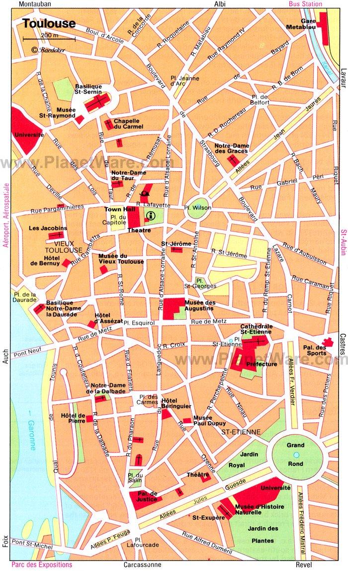 Mapa de Toulouse - Atracciones Turísticas