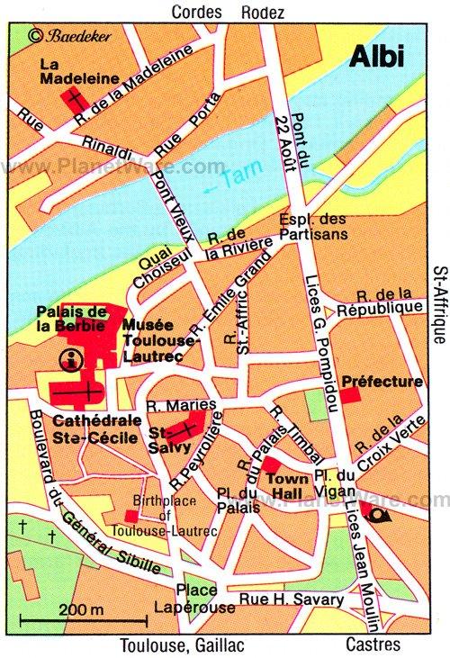 Mapa de Albi - Atracciones Turísticas