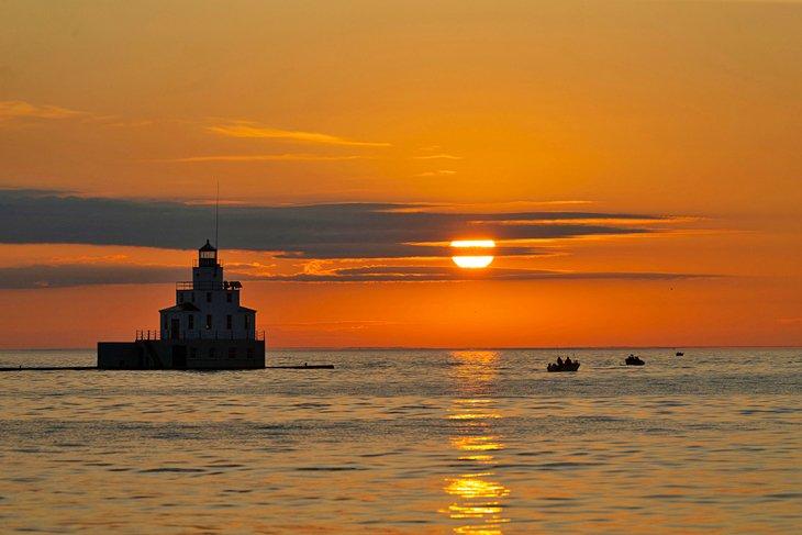 Sonnenuntergang über dem Lake Michigan