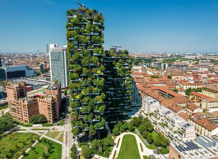 Bosco Verticale (Bosque Vertical) en el barrio de Porta Nuova en Milán