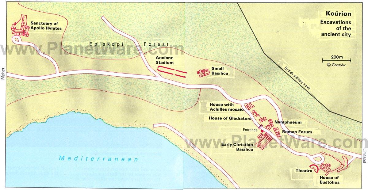 Kourion Ausgrabung - Lageplan