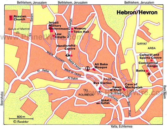 Mapa de Hebrón - Atracciones