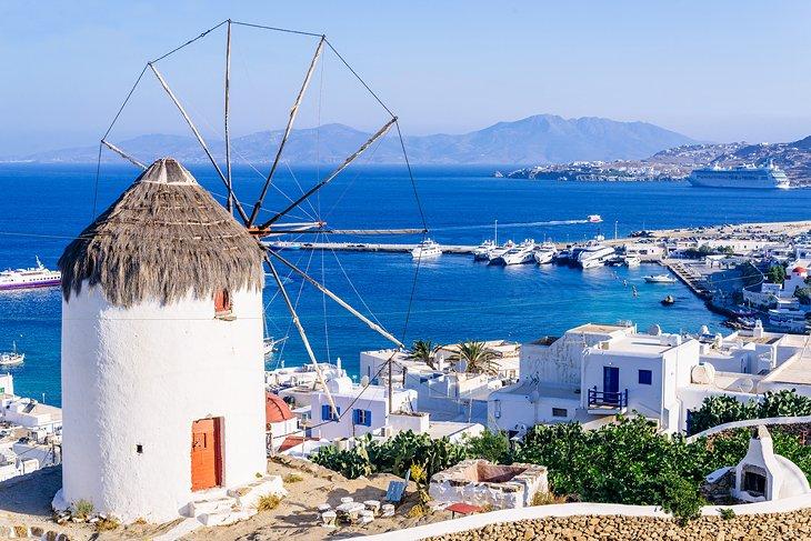 Molino de viento sobre Chora Mykonos