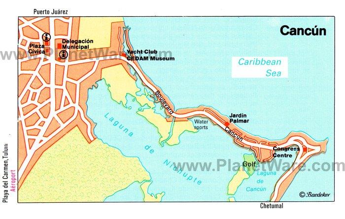 Mapa de Cancún - Atracciones Turísticas