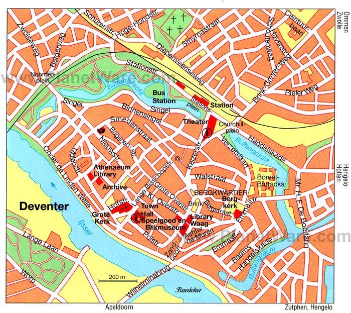 Mapa de Deventer - Atracciones Turísticas