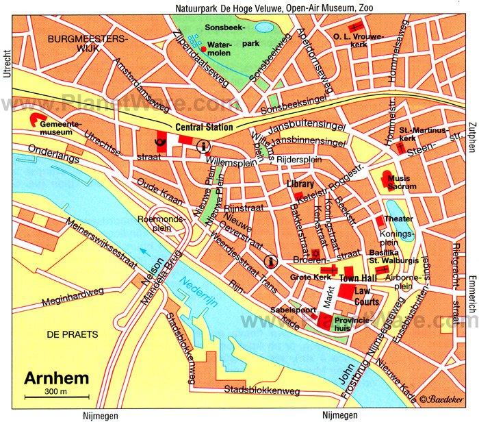 Mapa de Arnhem - Atracciones Turísticas