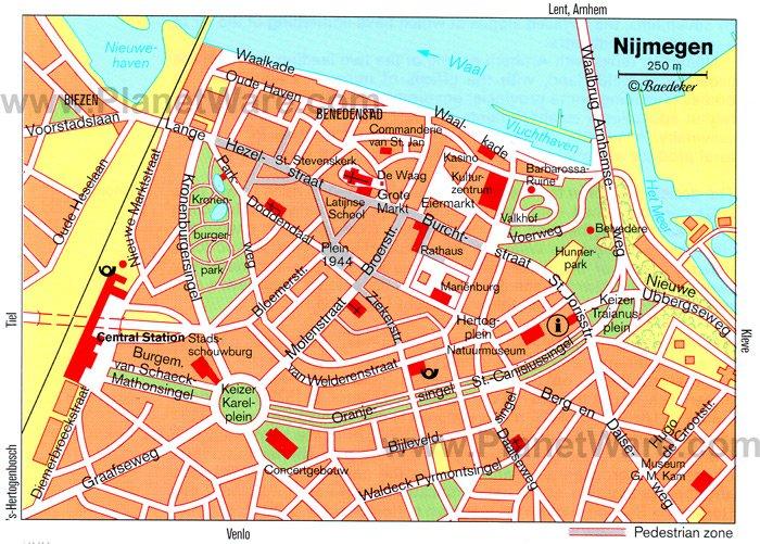 Mapa de Nimega - Atracciones Turísticas
